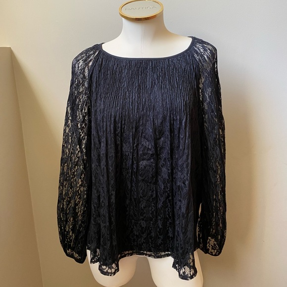 LAUREN CONRAD MATERNITY Black Lace Open-Shoulder Top NWT | Size XL - Picture 3 of 14